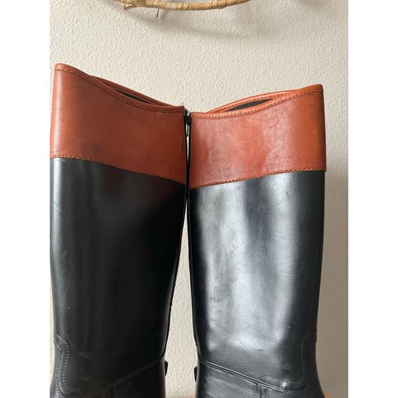 Tory Burch Diana Rubber Leather Equestrian Tall Rain Boots  Sz 7 SEE DESCRIPTION - Picture 7 of 16